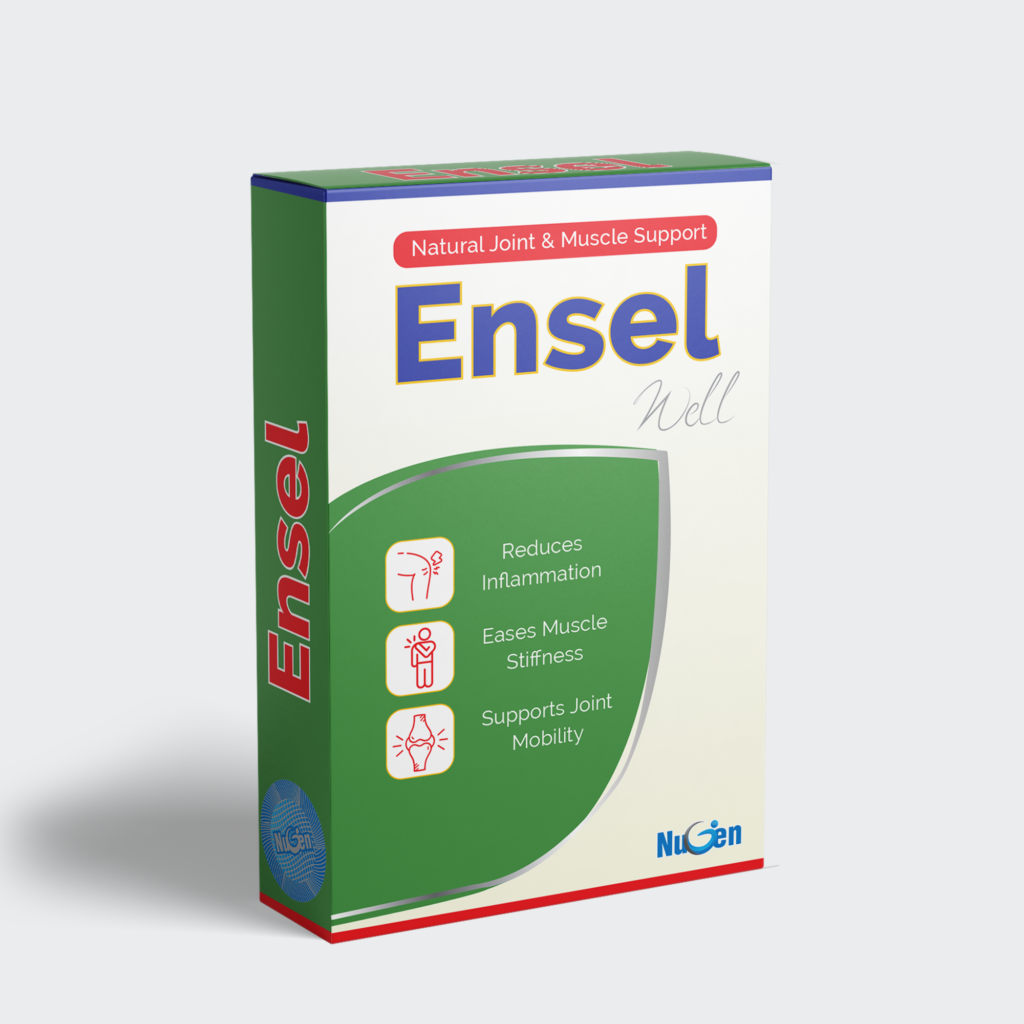 ENSEL Capsule – Joint Comfort & Mobility Support with Curcuma longa 500mg + Ginger 100mg + Black Pepper 15mg.
Supports healthy inflammatory response, joint stiffness, flexibility, antioxidant protection & musculoskeletal comfort.
